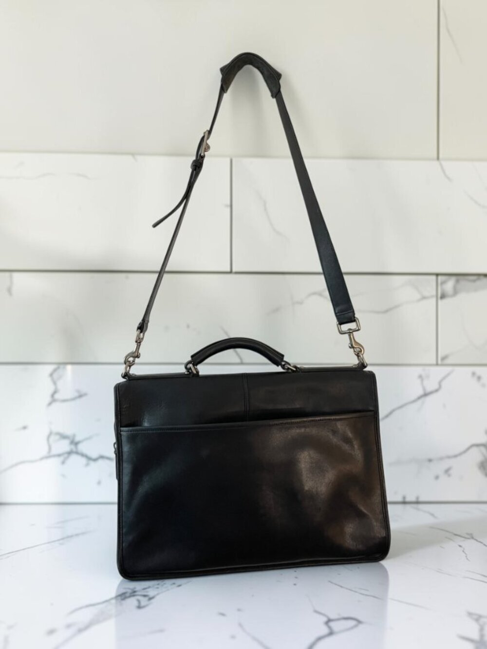 Vintage 2006 Coach Thompson 6455 Black Leather Executive Briefcase Messenger Bag - Picture 3 of 11